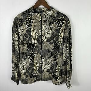Ern London Jacket M‎ Silk Animal Print Patchwork Boho Luxe Mob Wife Statement